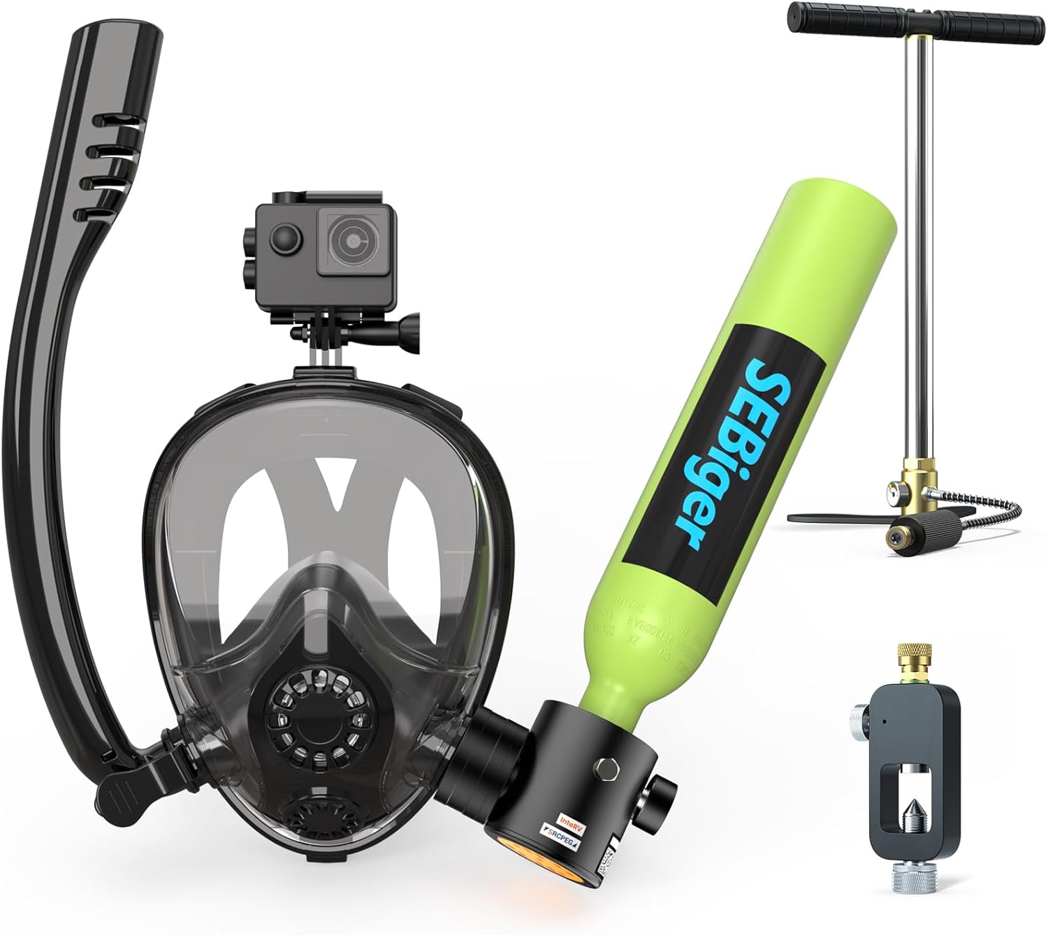 Snorkel Set - Tangki Scuba Mini 0.5L dengan Masker